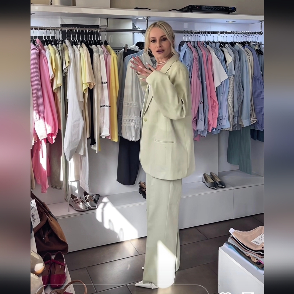 ZARA Matching Set * Satin Effect Blazer & Wide Pants - Picture 5 of 16